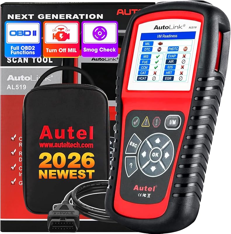 Autel AutoLink AL519 OBD2 Scanner with Enhanced Mode 6, One-Click Smog