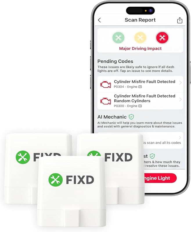 FIXD Bluetooth OBD2 Scanner 3 Pack for iPhone & Android with Diagnosti
