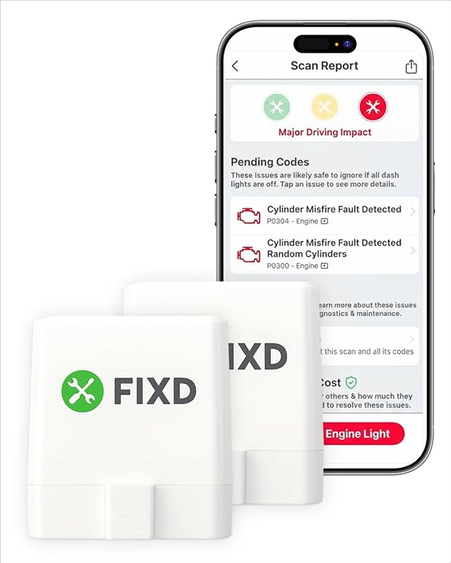 FIXD Bluetooth OBD2 Scanner 2 Pack for iPhone & Android with Enhanced 