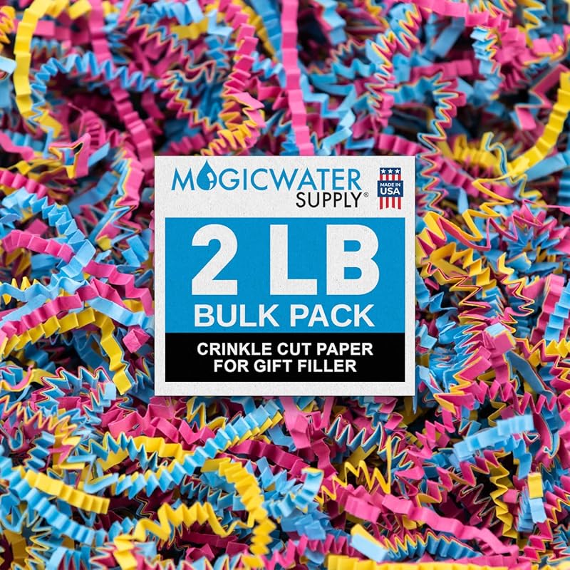 MagicWater Crinkle Cut Paper 2LB Fiesta Blend for Gift Baskets, Boxes,