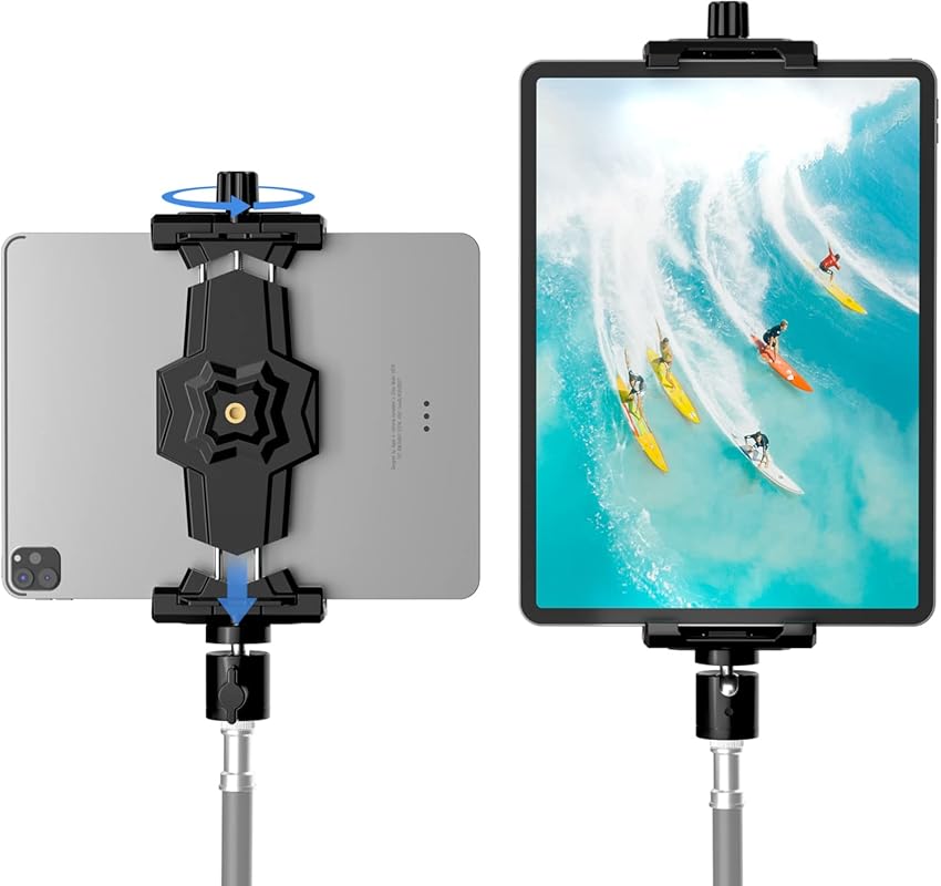 KDD 360 Rotatable iPad and Phone Tripod Mount Adapter with Ball Head,