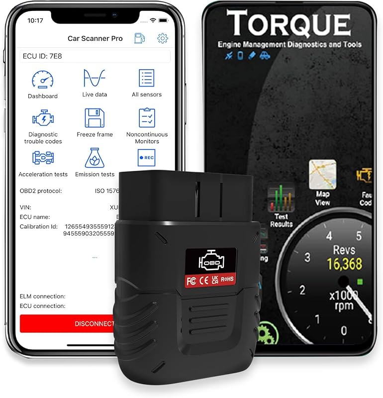 SinoTrack Bluetooth 4.2 OBD2 Scanner for Wireless Auto Diagnostic, Fau