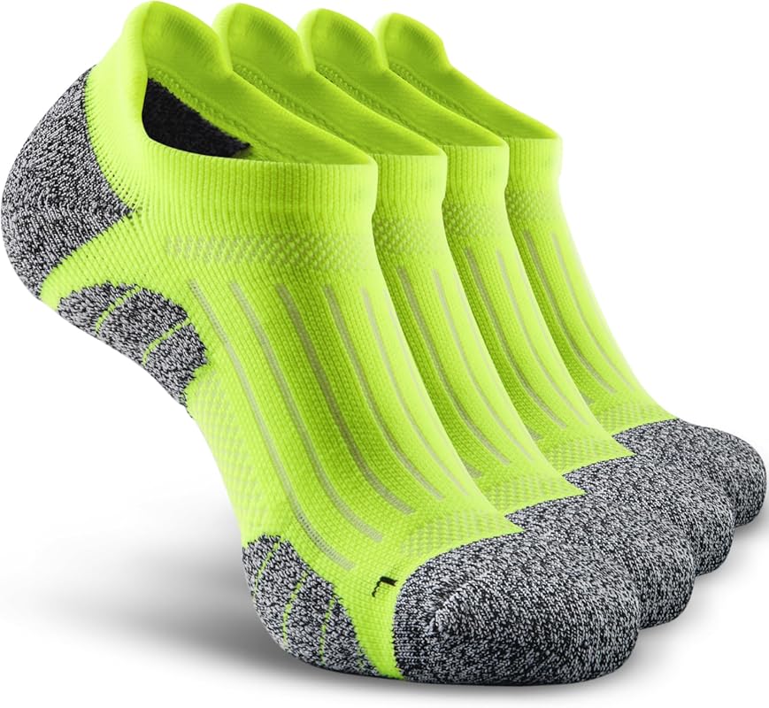 Men's No Show Compression Athletic Socks with Cushioned Support for Ru