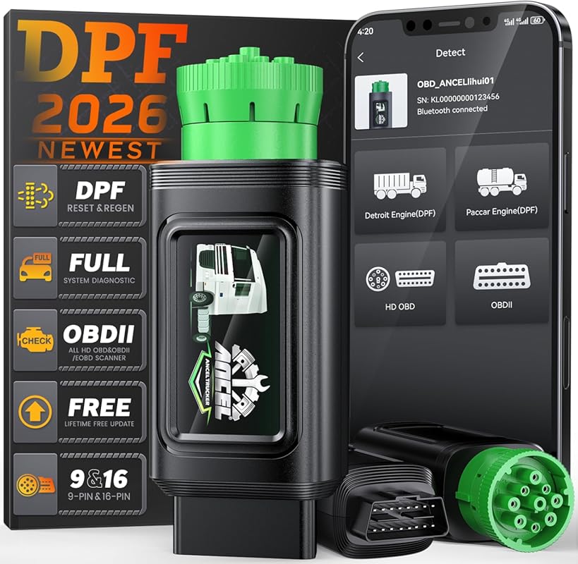 ANCEL HD110 Heavy Duty Truck Scanner with DPF Regeneration & Reset for