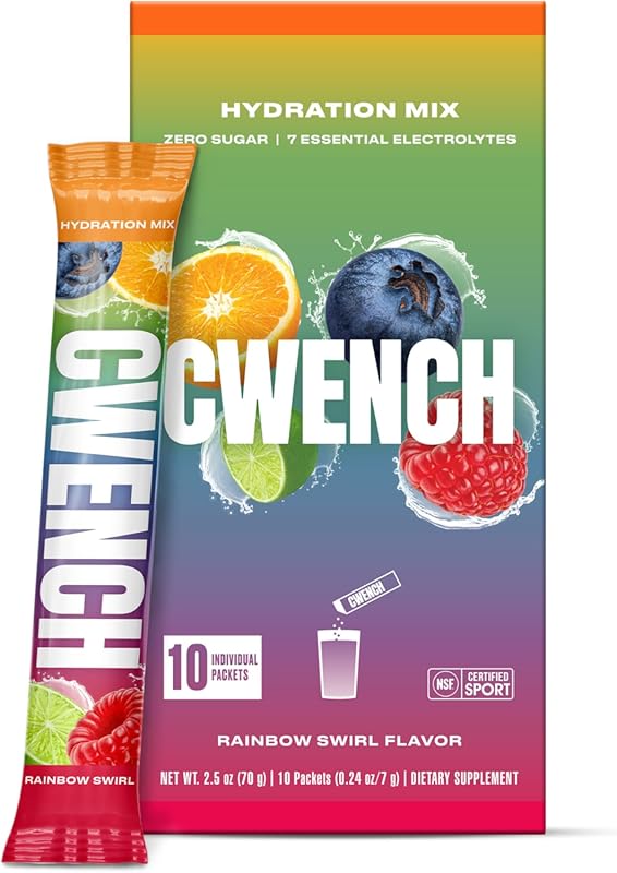 CWENCH HYDRATION Mix Rainbow Swirl Electrolyte Drink Packets with B Vi
