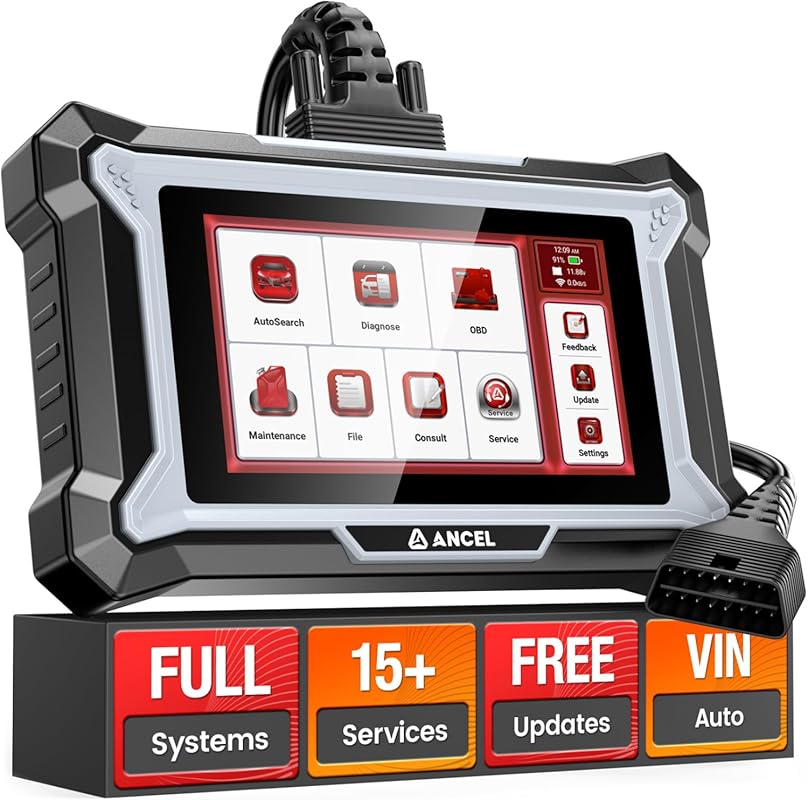 ANCEL DS200 Full System OBD2 Scanner with 15+ Reset Functions, Injecto