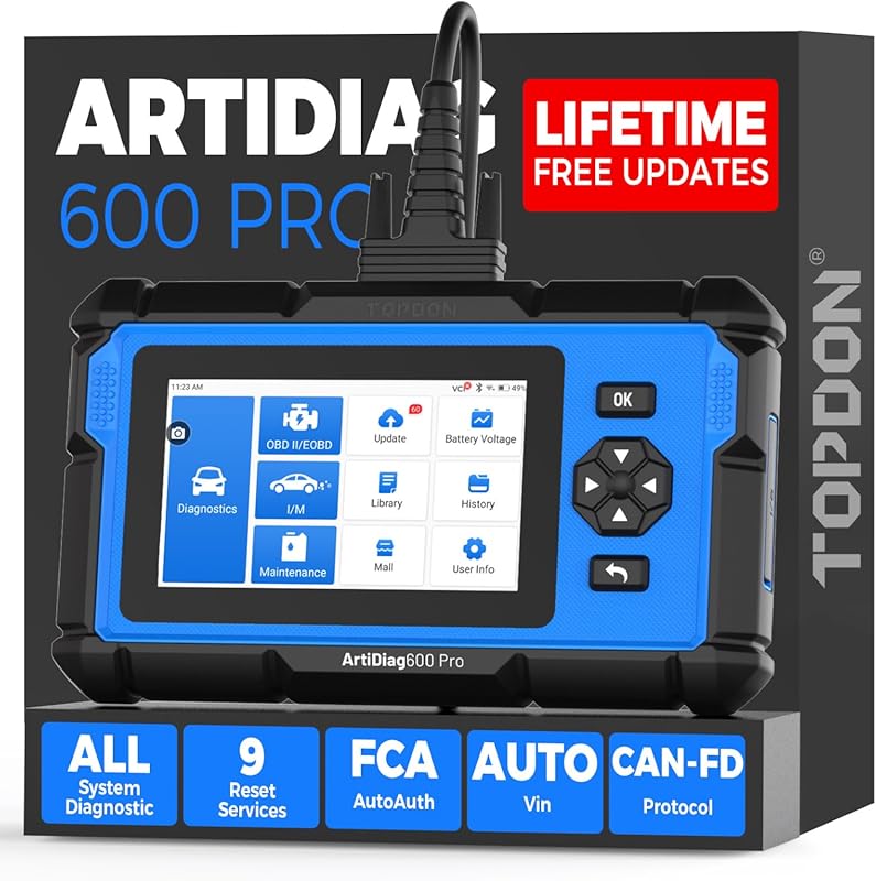 TOPDON ArtiDiag600 Pro OBD2 Scanner with 9 Maintenance Functions, All