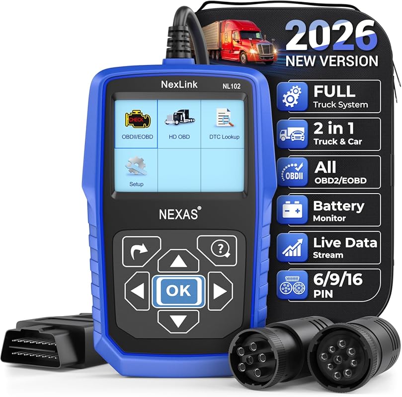 NEXAS NL102 Heavy Duty Truck Scanner for Diesel Trucks & Cars, Full Sy