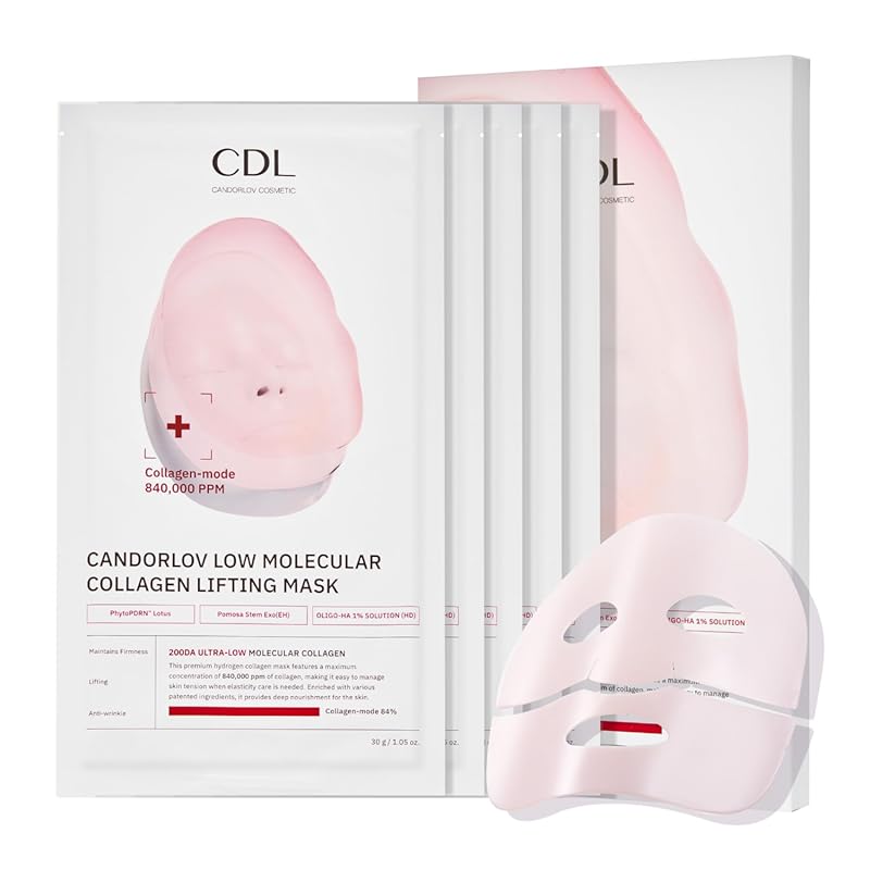 Overnight Korean Collagen Lifting Face Mask, 5 Sheets Hydrogel for Ela