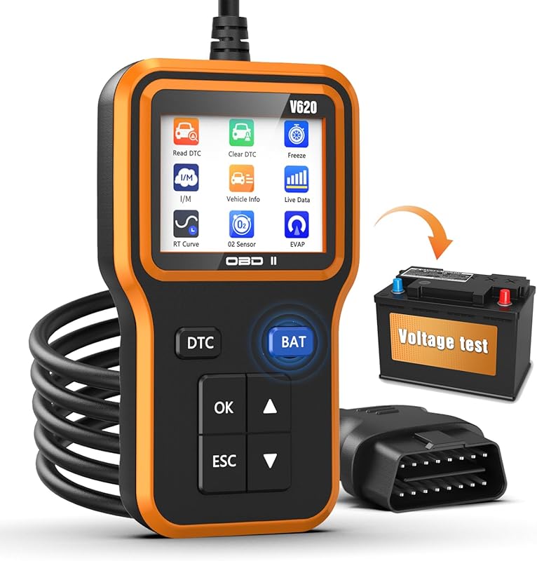 Upgraded OBD2 Scanner with Battery Tester for Engine Check, Emissions 