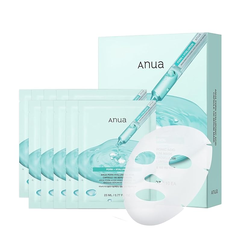 ANUA PDRN Hyaluronic Acid Capsule Serum Mask, 10 Korean Sheet Masks fo