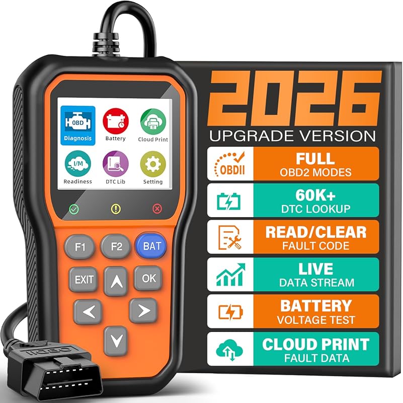 BluSon YM319 OBD2 Scanner with Battery Tester, Live Data, Cloud Printi