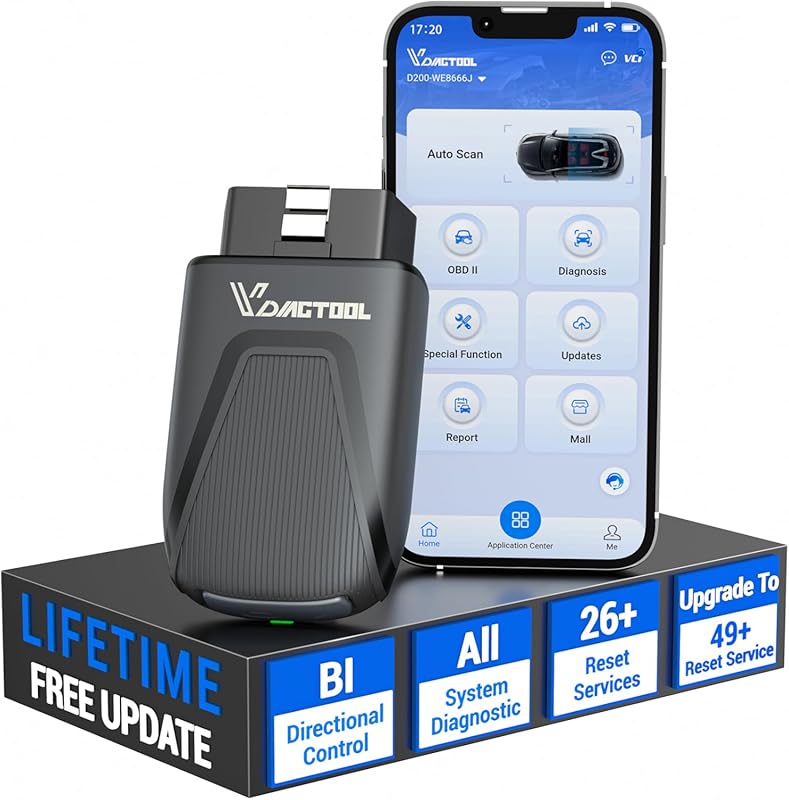VDIAGTOOL D200 Bluetooth OBD2 Scanner, Bidirectional with Lifetime Fre
