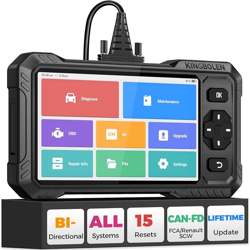 KINGBOLEN S6 Elite OBD2 Scanner with 15 Reset Functions, Bidirectional