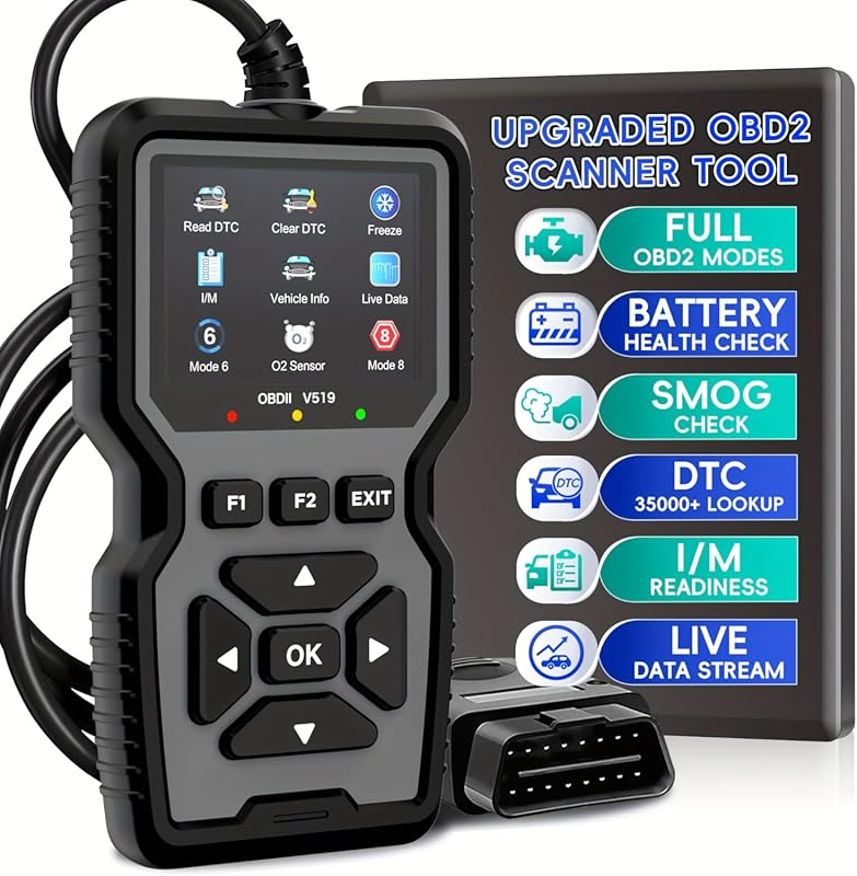 OBD2 Diagnostic Scanner with Check Engine Reset, Mode 6 & 8, I/M Readi