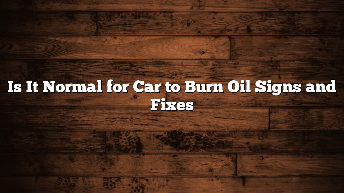 Is It Normal for Car to Burn Oil Signs and Fixes