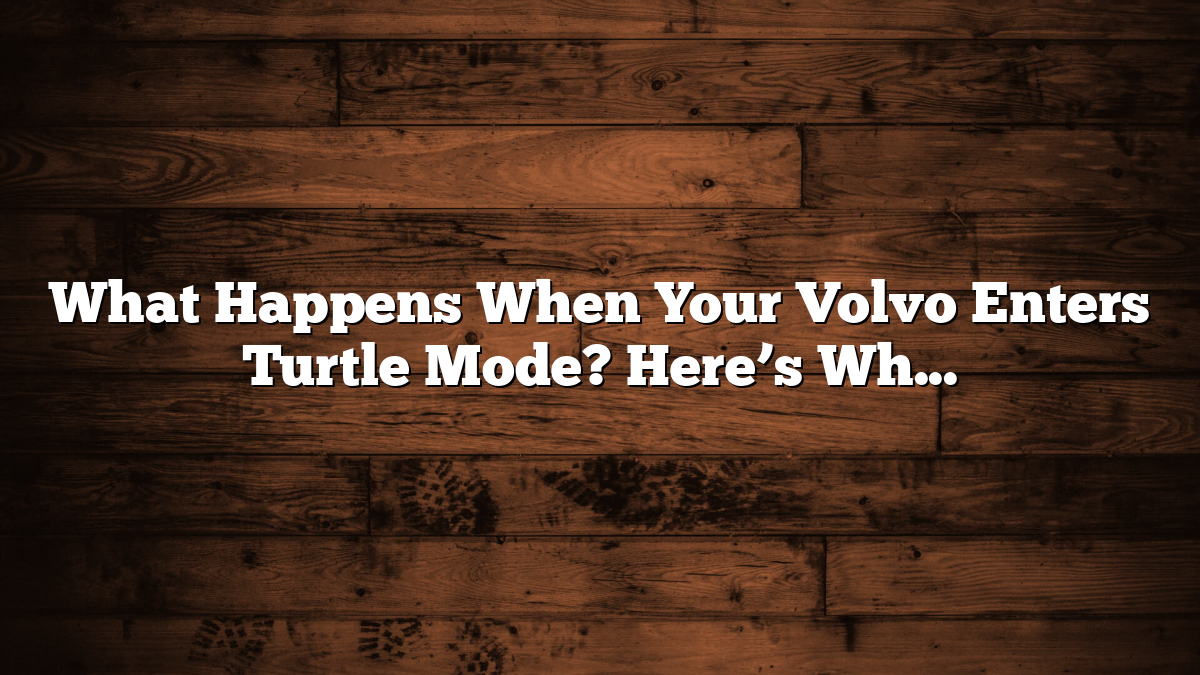 What Happens When Your Volvo Enters Turtle Mode? Here’s What to Know