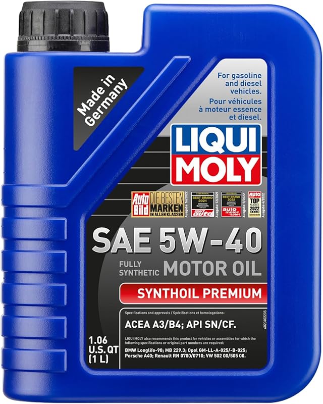 LIQUI MOLY Synthoil Premium SAE 5W-40 Fully Synthetic Engine Oil, 1 Li