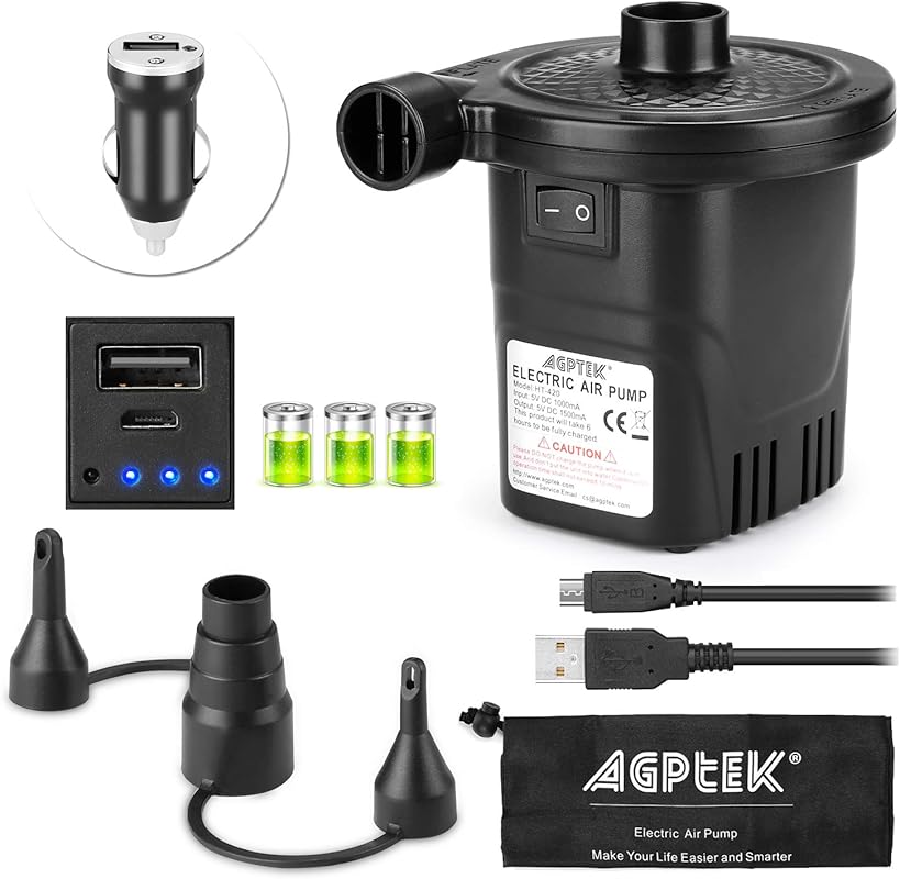 AGPTEK Rechargeable Air Pump, 4000mAh Portable Electric Inflator and D