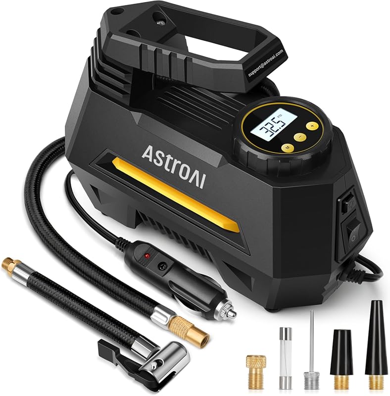 AstroAI AIRUN H Portable 12V Tire Inflator with Digital Gauge and LED