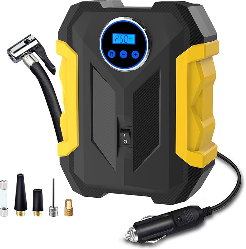 Portable Digital Air Compressor for Car, 12V DC Tire Inflator with LED