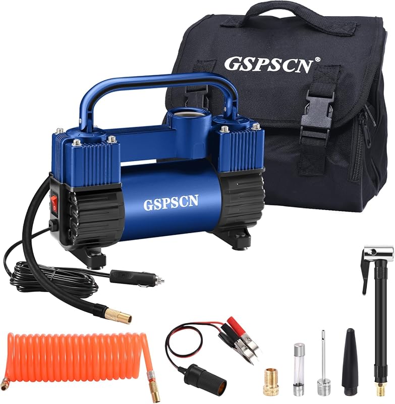 GSPSCN Double Cylinder 12V Tire Inflator, 150PSI Portable Air Compress