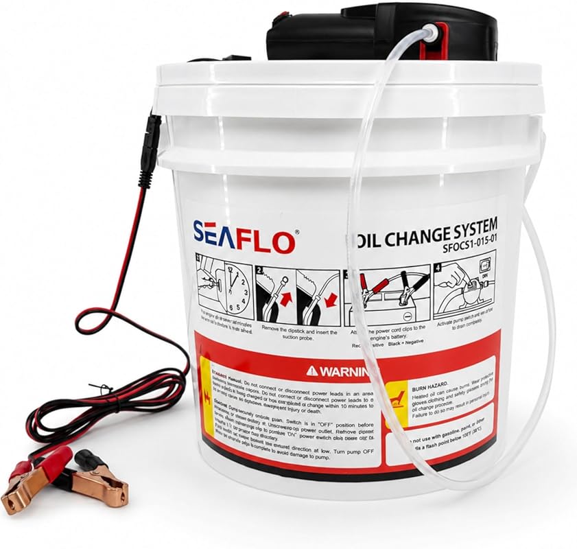 SEAFLO 12V 3.7-Gallon Oil Change System, High-Flow Portable Oil Extrac