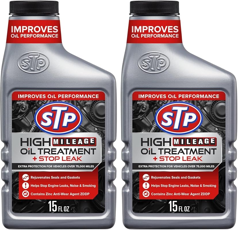 STP High Mileage Oil Treatment and Stop Leak, 15 Fl Oz, Pack of 2