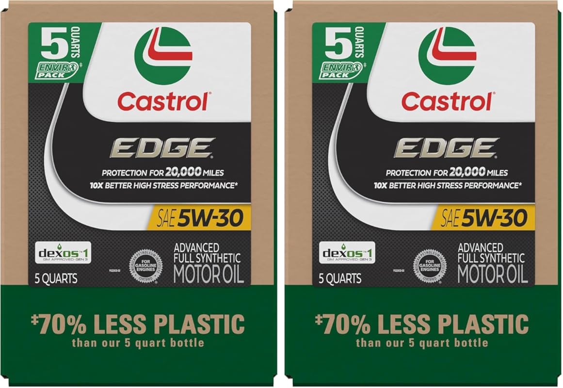 Castrol EDGE Advanced Full Synthetic 5W-30 Motor Oil, 5 Quarts, Eco Pa