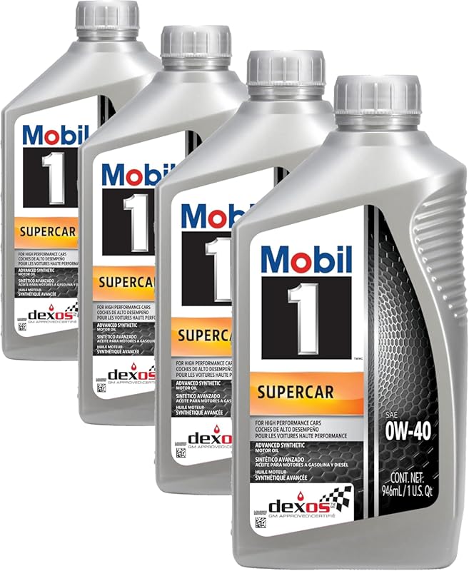 Mobil 1 Supercar Advanced Full Synthetic 0W-40 Motor Oil, Pack of 4