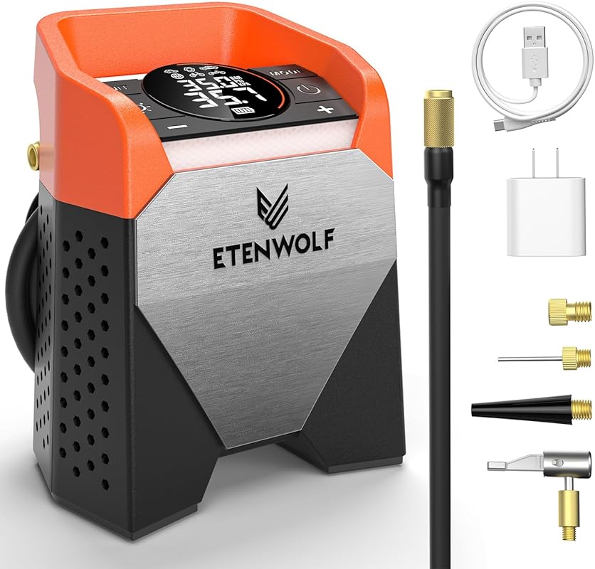 ETENWOLF Zephyr S5 Heavy-Duty Cordless Tire Inflator, 160 PSI Portable