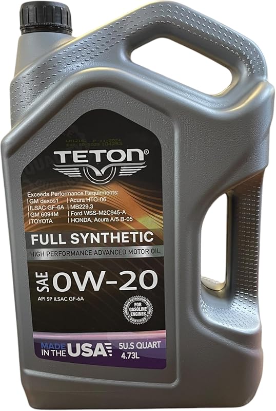 Advanced Full Synthetic 0W-20 High Performance Motor Oil, API SP ILSAC