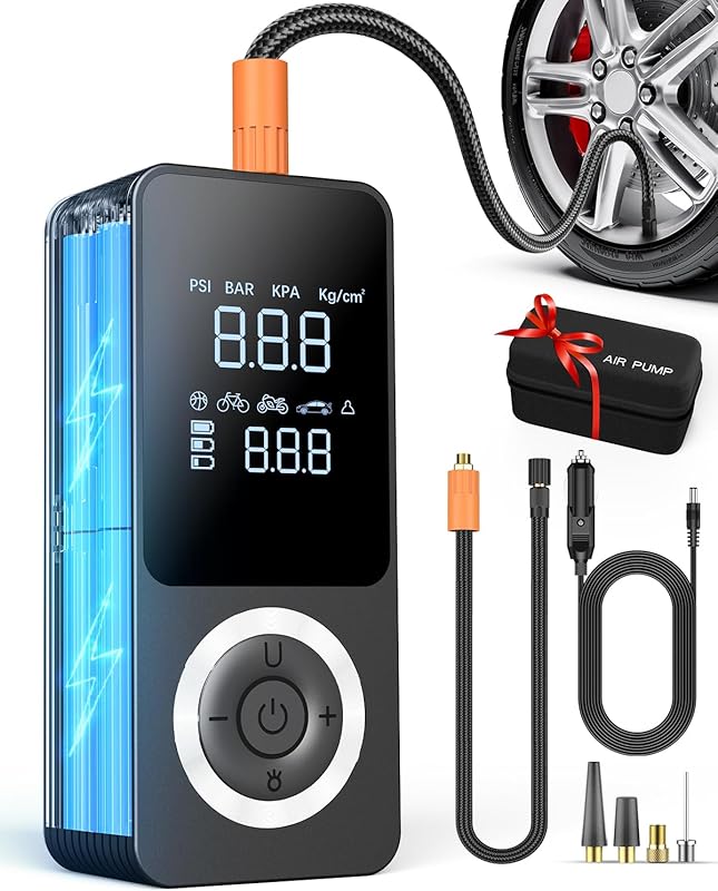Cordless Smart Tire Inflator, Portable Air Compressor with Digital Gau