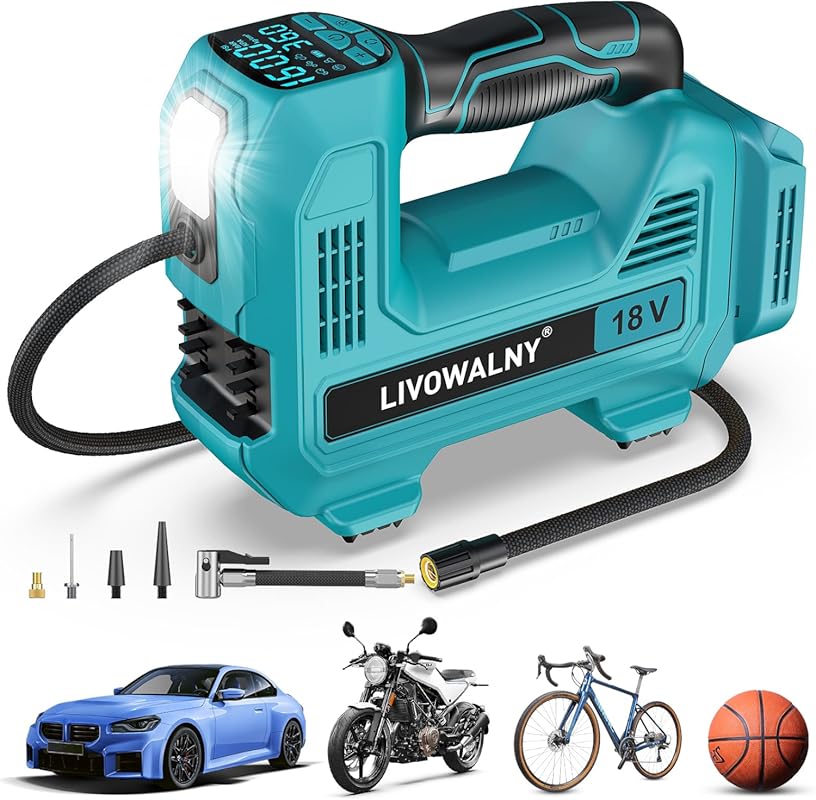 LIVOWALNY Cordless Tire Inflator, 160 PSI Portable Air Pump for Makita