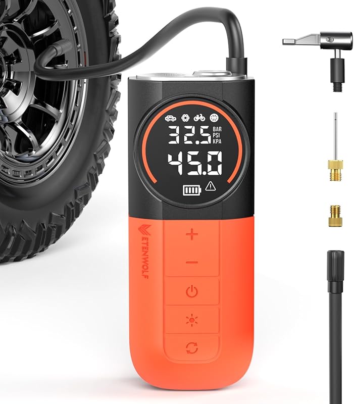 ETENWOLF S1 Cordless Tire Inflator, 160 PSI Portable Air Pump with LED