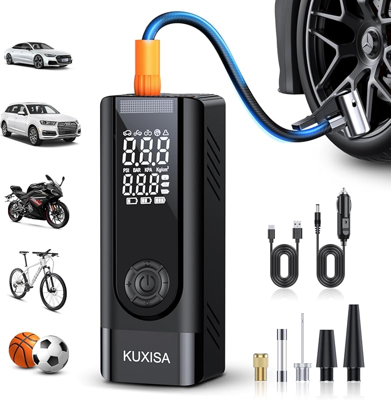 Portable Tire Inflator, 180PSI Digital Air Compressor for Cars, Bikes,