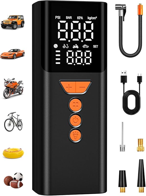 Portable Tire Inflator, 150 PSI Cordless Air Pump with Auto Shut-Off f