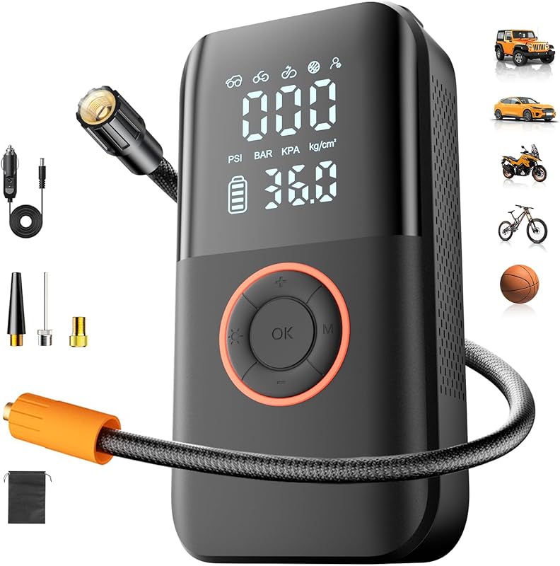 150PSI Cordless Tire Inflator, Dual Power Air Pump with Auto Shut-Off 