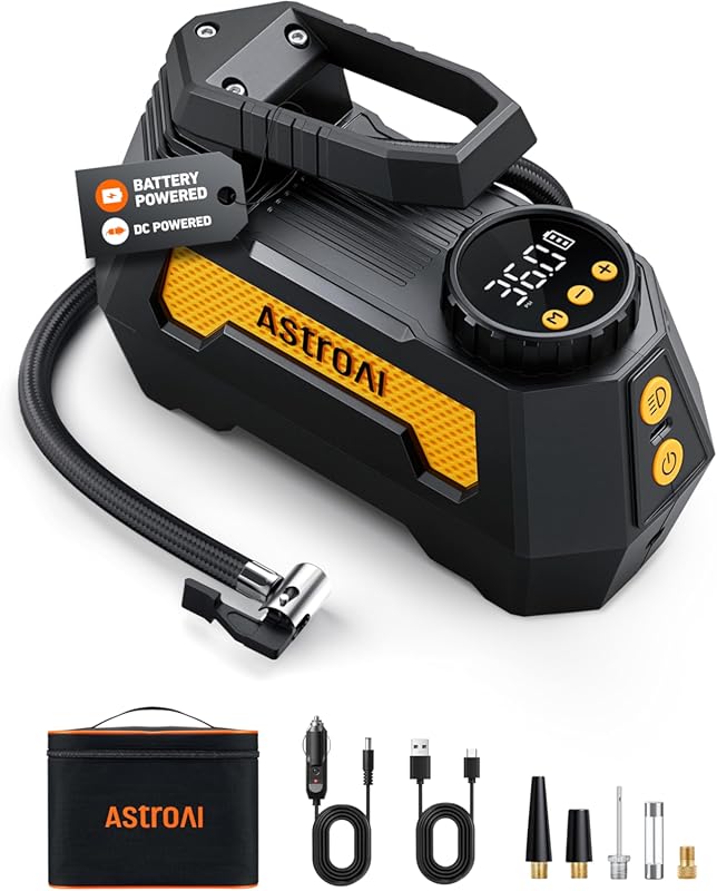 AstroAI H2 Pro Cordless Tire Inflator, Dual-Power Portable Air Compres
