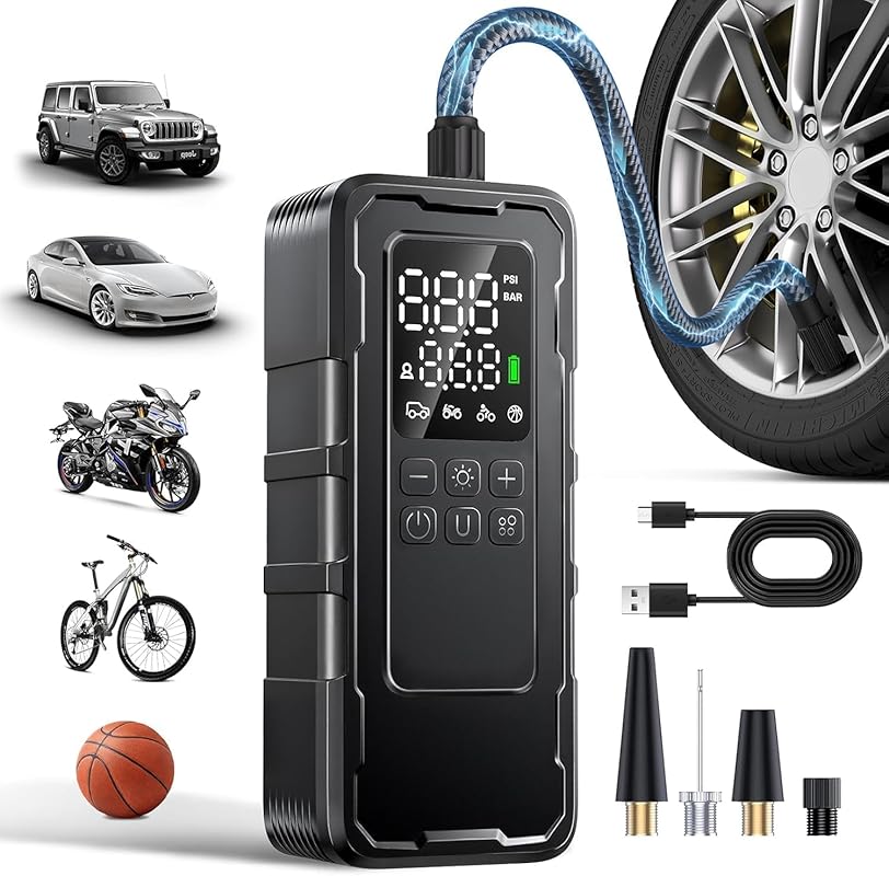 Portable Tire Inflator, 150 PSI Cordless Air Compressor with Digital G