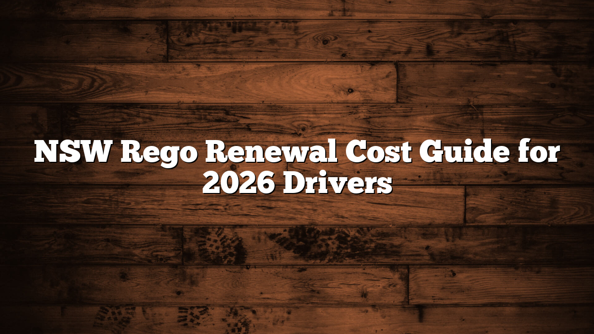 NSW Rego Renewal Cost Guide for 2026 Drivers